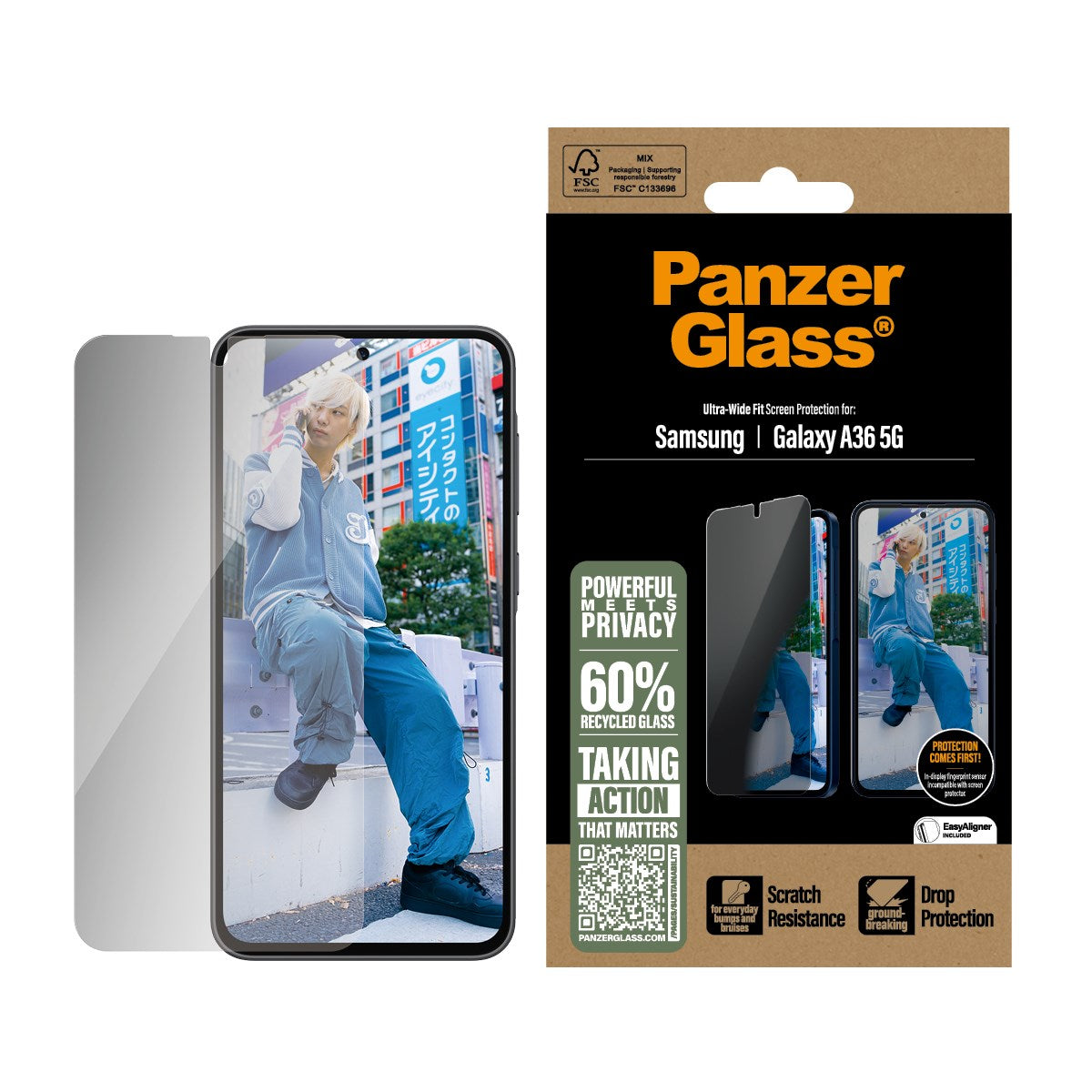 PanzerGlass® Privacy Skærmbeskyttelse Samsung Galaxy A36 5G | Ultra-Wide Fit